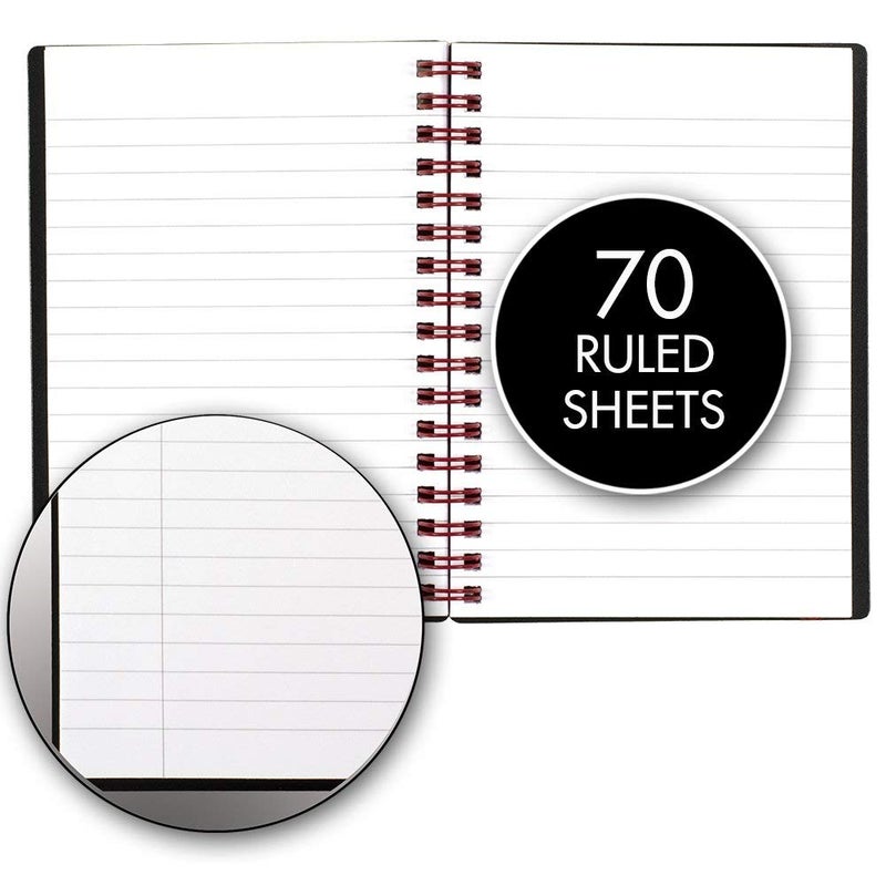 Black n' Red Twin Wire Poly Cover Notebook, 3-5/8" x 5-7/8" Sheet Size, Black/Red, 70 Ruled Sheets, Sold as 5 Pack (F67010) - Image 3